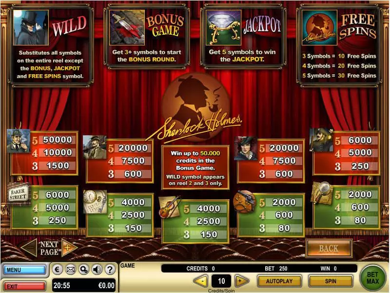 Sherlock Holmes Slots made by GTECH - Info and Rules
