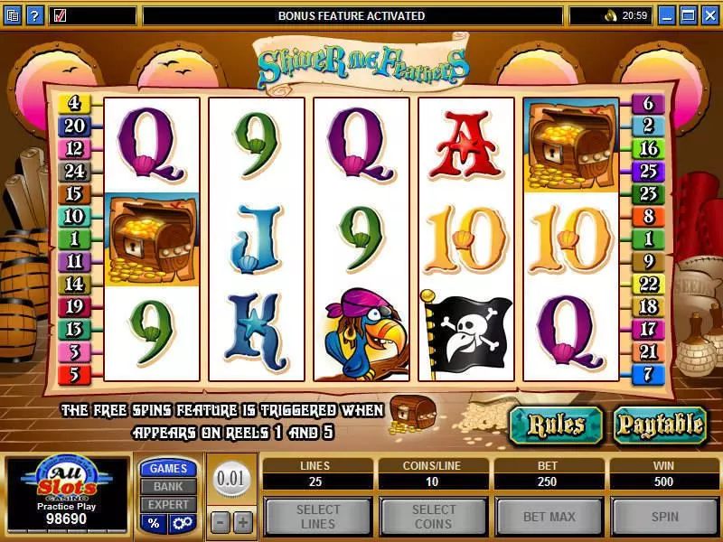 Shiver Me Feathers Slots made by Microgaming - Main Screen Reels