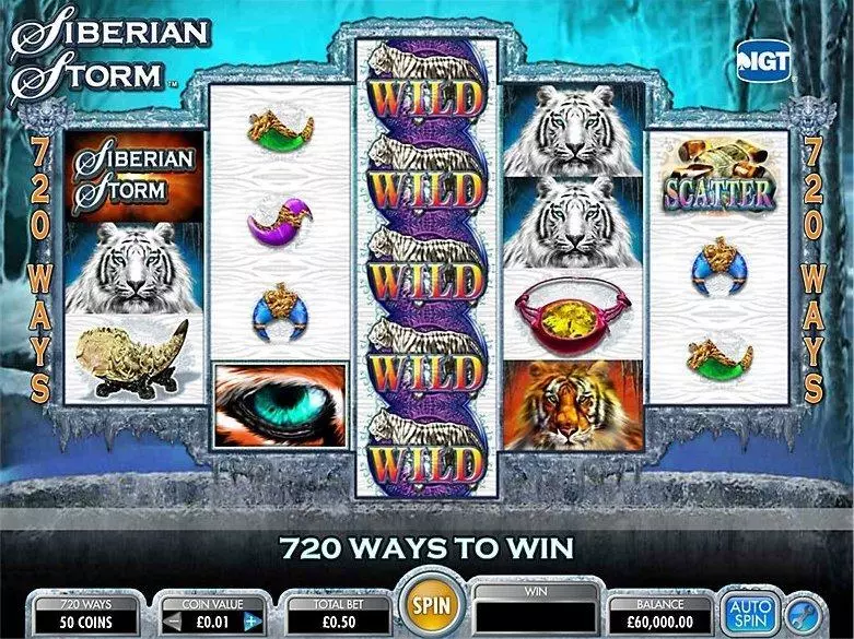 Siberian Storm Slots made by IGT - Introduction Screen