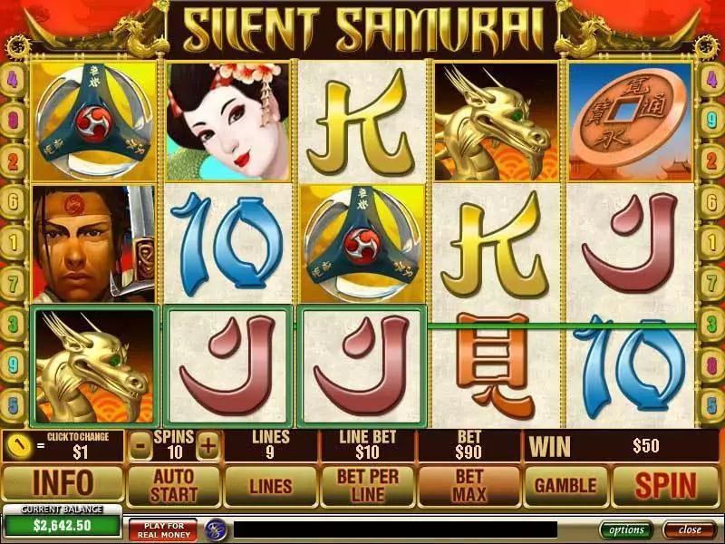 Silent Samurai Slots made by PlayTech - Main Screen Reels