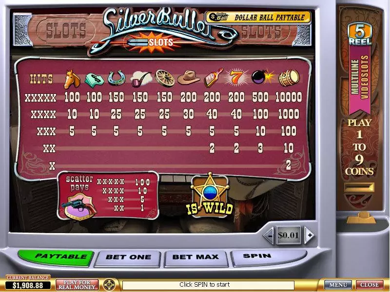 Silver Bullet Slots made by PlayTech - Info and Rules