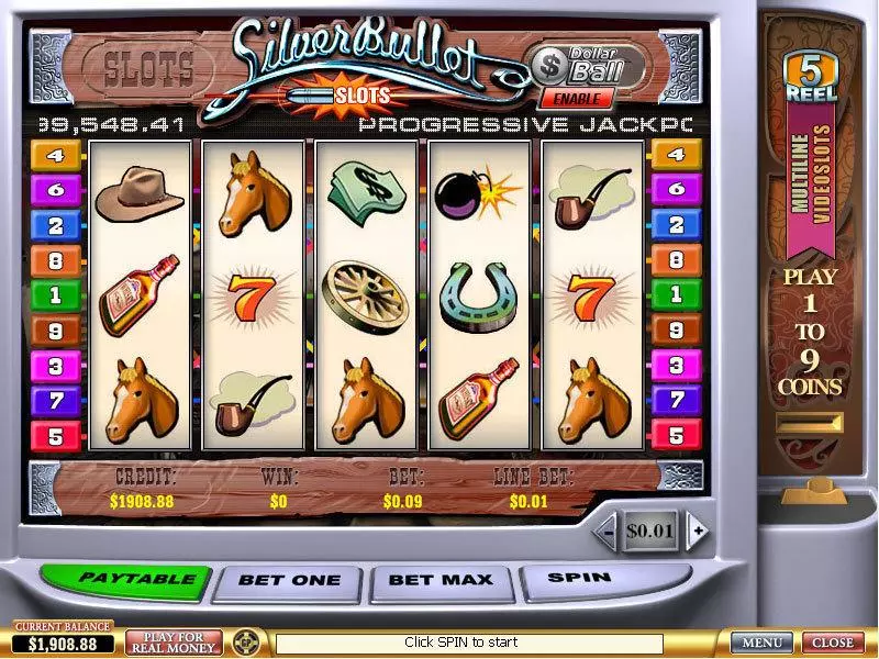 Silver Bullet Slots made by PlayTech - Main Screen Reels