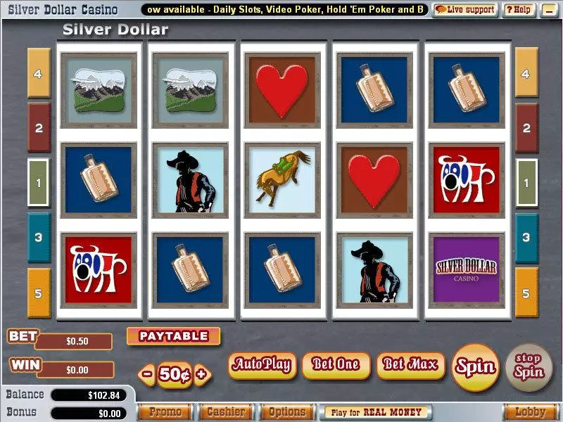 Silver Dollar Slots made by Vegas Technology - Main Screen Reels