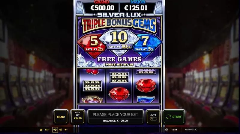 Silver Lux- Triple Bonus Gems Slots made by Greentube - Main Screen Reels