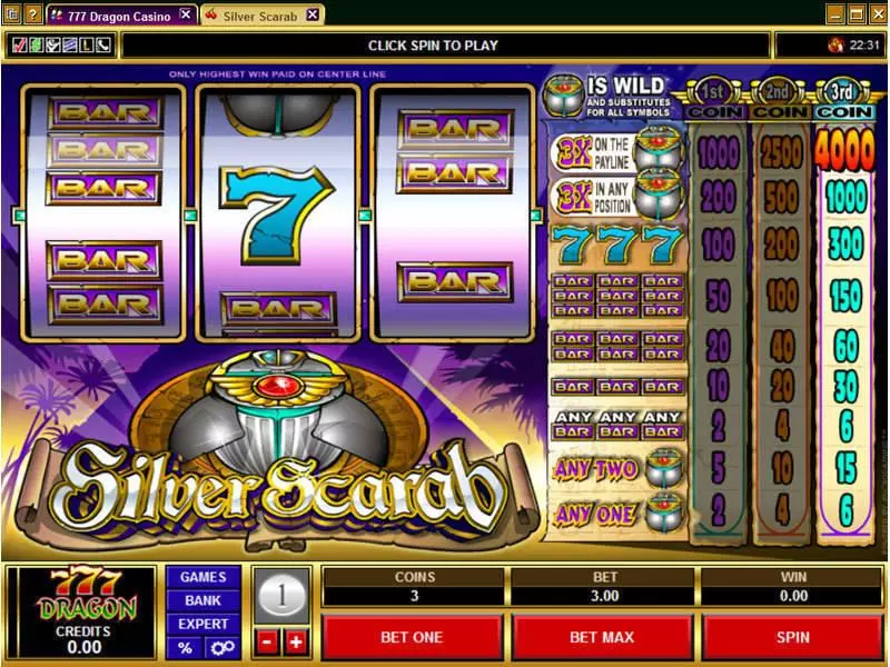 Silver Scarab Slots made by Microgaming - Main Screen Reels