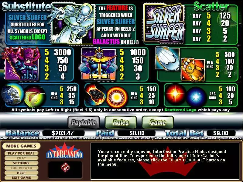 Silver Surfer Slots made by CryptoLogic - Info and Rules