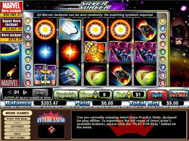 Silver Surfer Slots made by CryptoLogic - Main Screen Reels