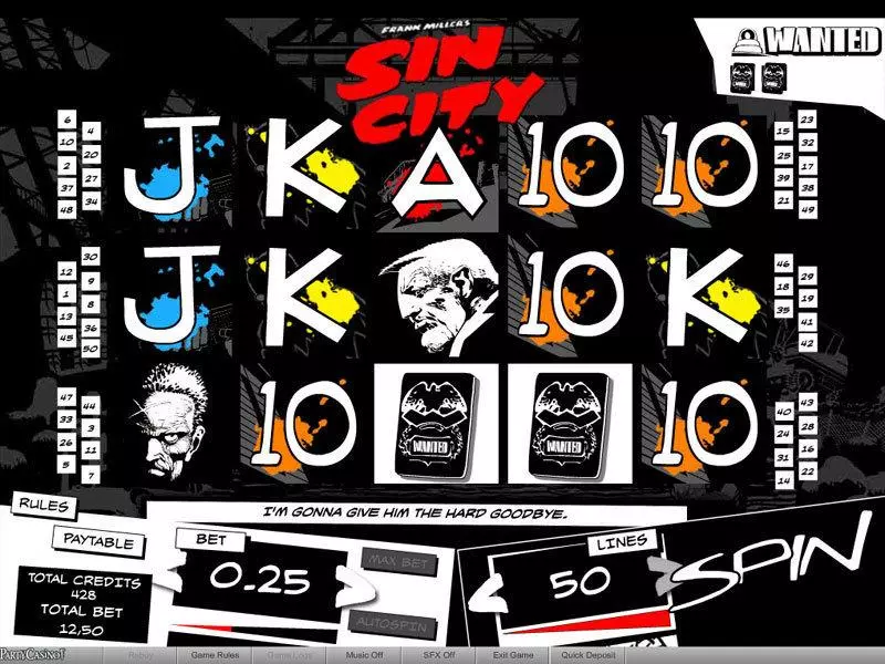 Sin City Slots made by bwin.party - Main Screen Reels