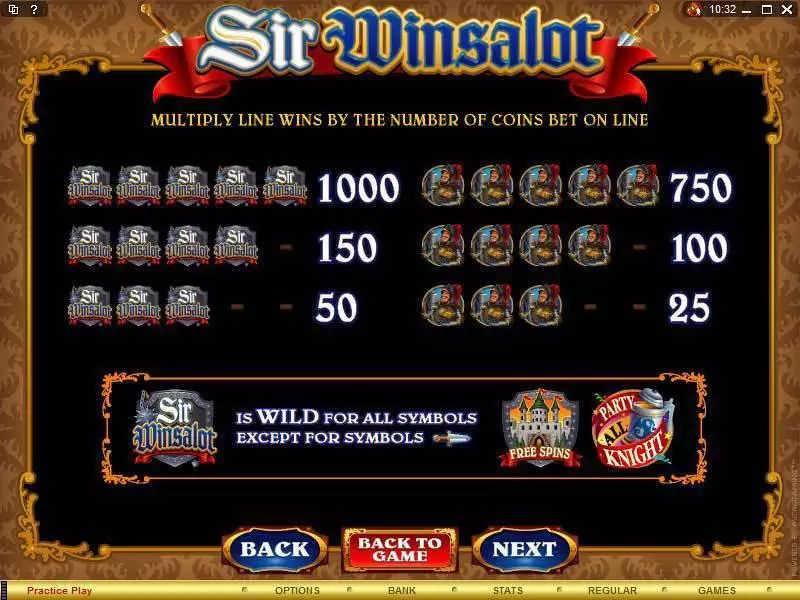 Sir Winsalot Slots made by Microgaming - Info and Rules