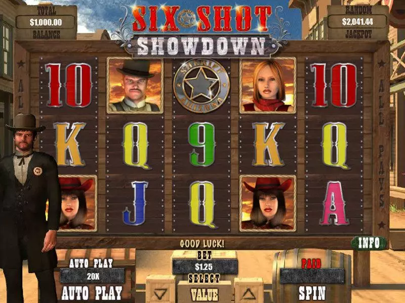 Six Shot Showdown Slots made by RTG - Main Screen Reels
