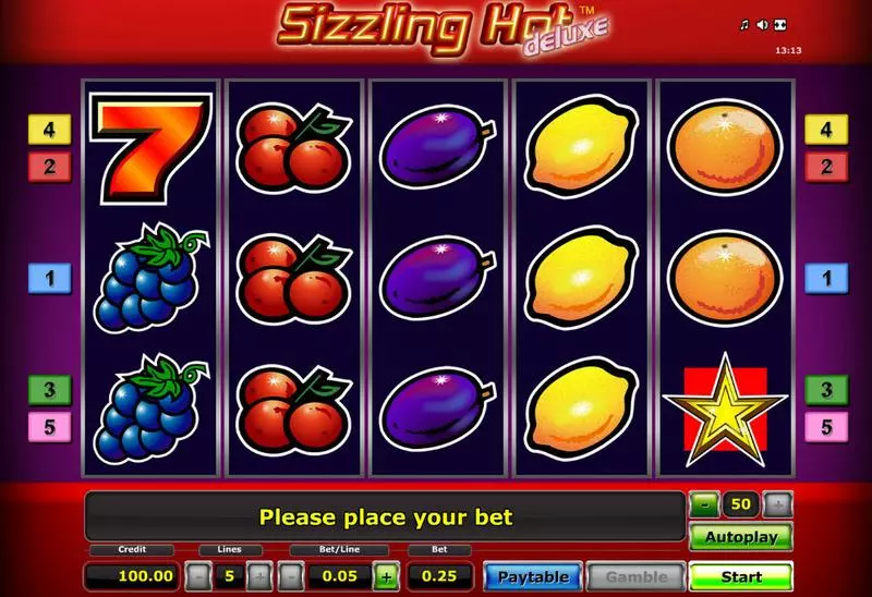 Sizzling Hot - Deluxe Slots made by Novomatic - Main Screen Reels