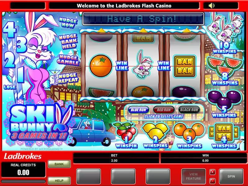 Ski Bunny Slots made by Microgaming - Main Screen Reels