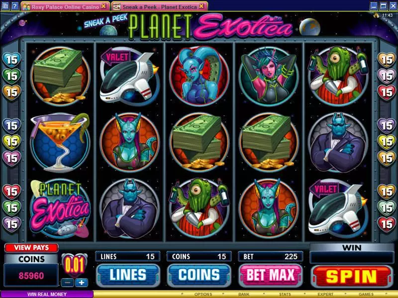 Sneak a Peek - Planet Exotica Slots made by Microgaming - Main Screen Reels