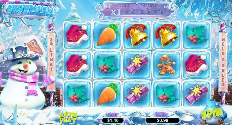 SnowMania Slots made by RTG - Introduction Screen