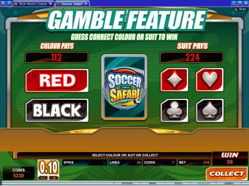 Soccer Safari Slots made by Microgaming - Gamble Screen