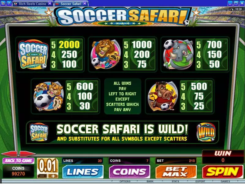 Soccer Safari Slots made by Microgaming - Info and Rules