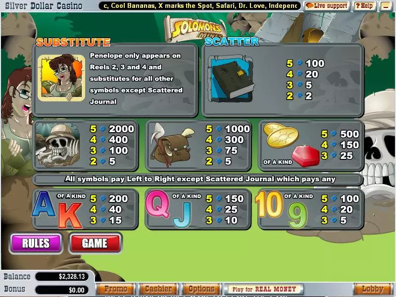 Solomons Mines Slots made by WGS Technology - Info and Rules