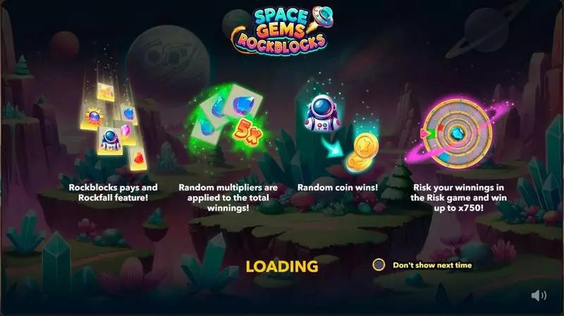 Space Gems. Rockblocks Slots made by Mascot Gaming - Introduction Screen