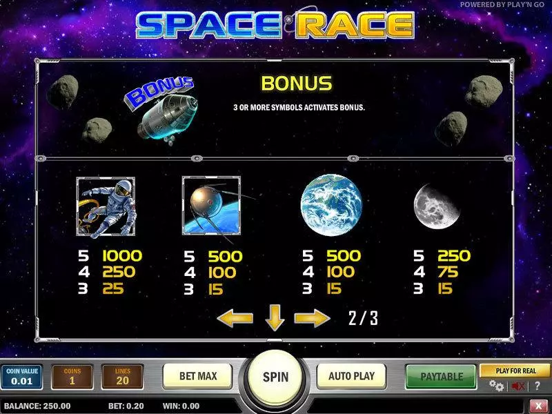Spacerace Slots made by Play'n GO - Info and Rules