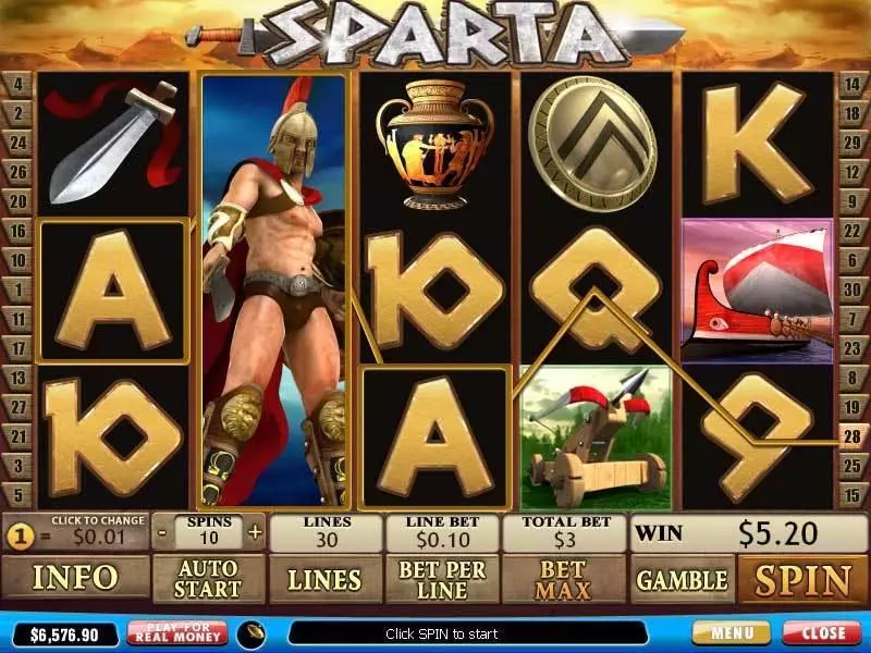 Sparta Slots made by PlayTech - Main Screen Reels