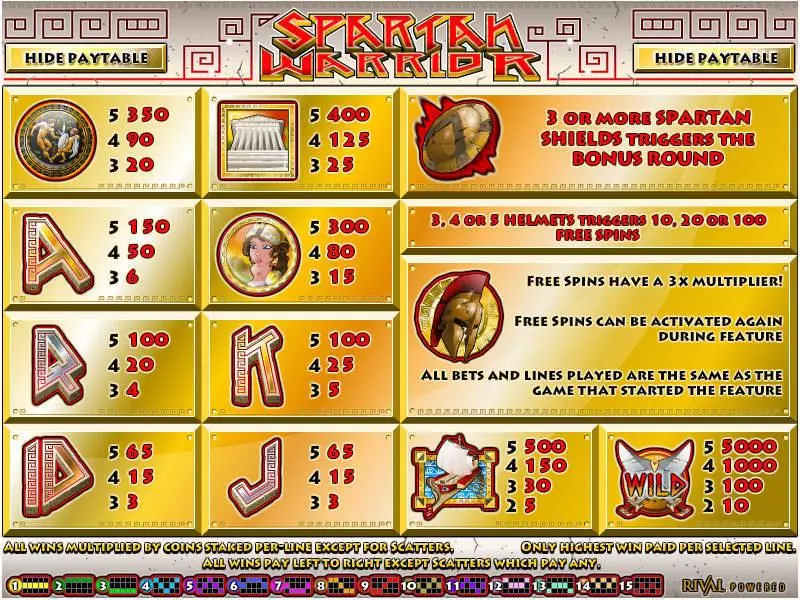 Spartan Warrior Slots made by Rival - Info and Rules