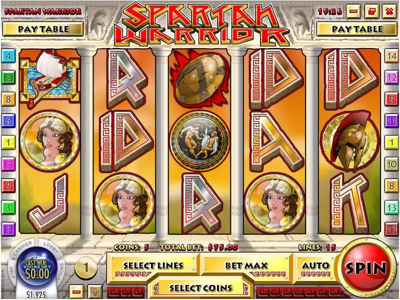 Spartan Warrior Slots made by Rival - Main Screen Reels