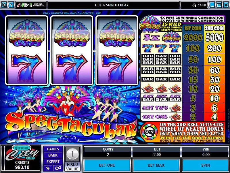 Spectacular Wheel of Wealth Slots made by Microgaming - Main Screen Reels