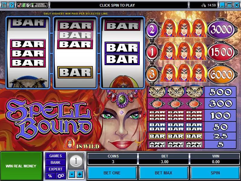 Spell Bound Slots made by Microgaming - Main Screen Reels