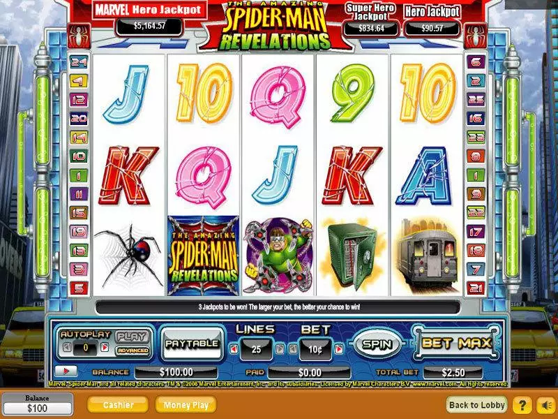 Spider-Man Slots made by NeoGames - Main Screen Reels