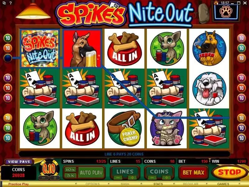 Spike's Nite Out Slots made by Microgaming - Main Screen Reels