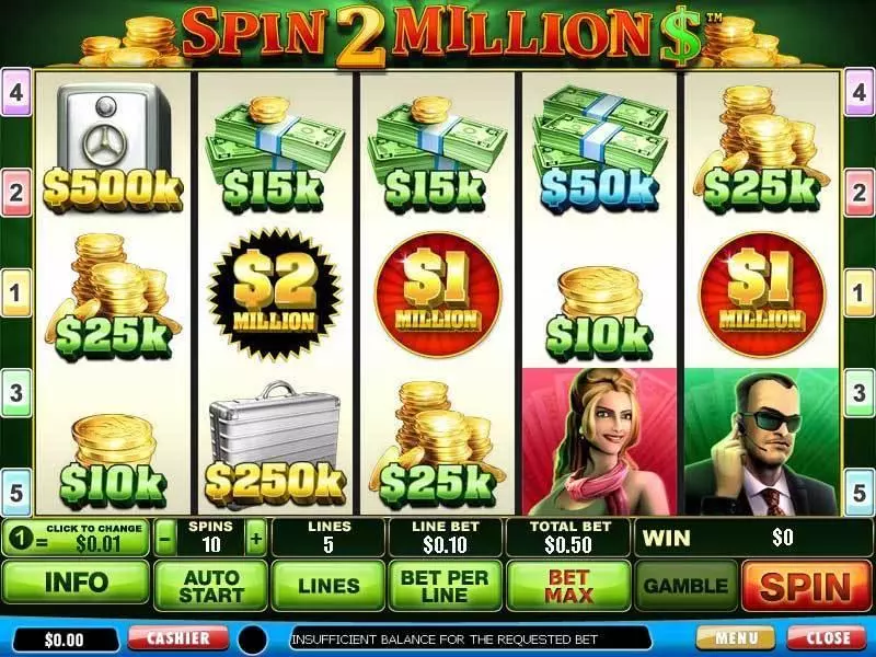 Spin 2 Million Slots made by PlayTech - Main Screen Reels