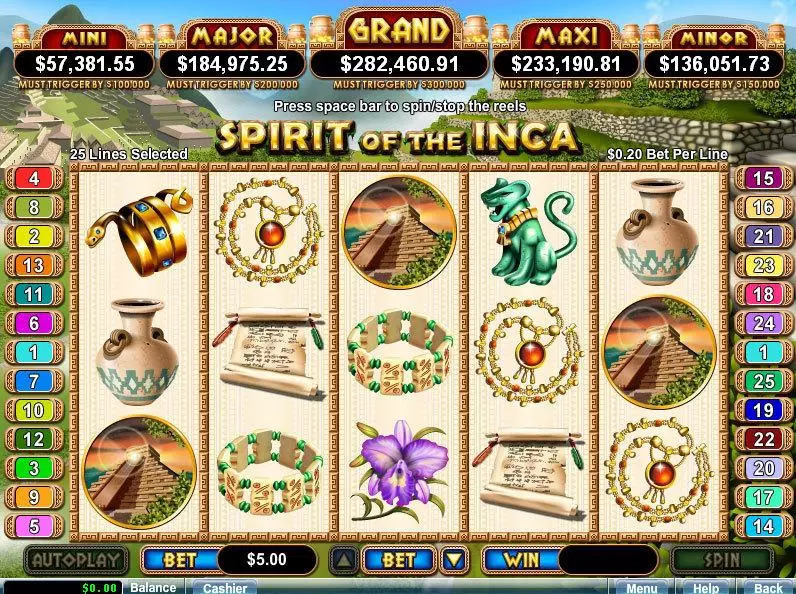 Spirit Of The Inca Slots made by RTG - Main Screen Reels