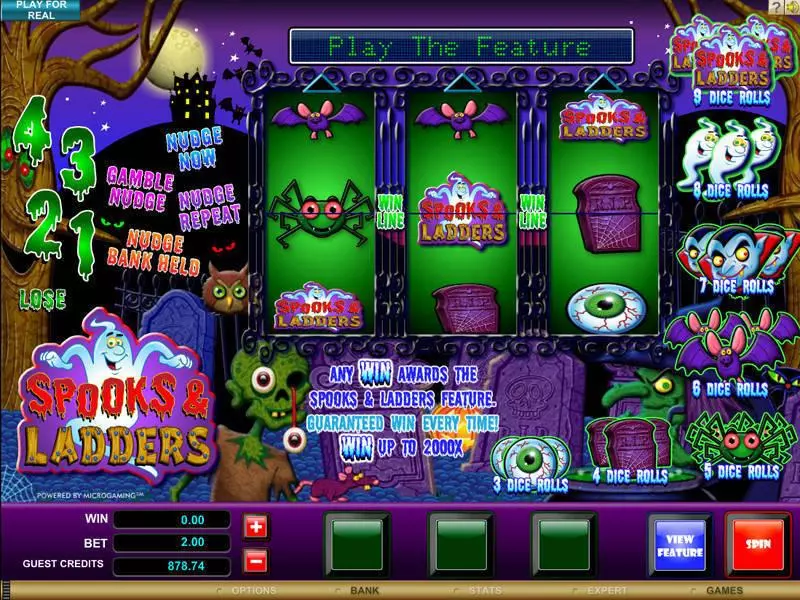 Spooks and Ladders Slots made by Microgaming - Main Screen Reels