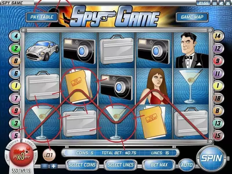 Spy Game Slots made by Rival - Main Screen Reels