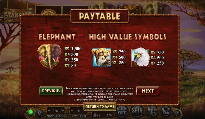 Stampede Slots made by BetSoft - Info and Rules