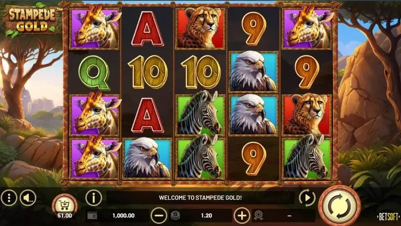 Stampede Gold Slots made by BetSoft - Main Screen Reels