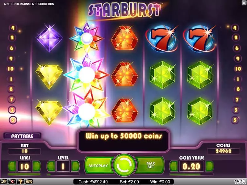 Starburst Slots made by NetEnt - Bonus 1