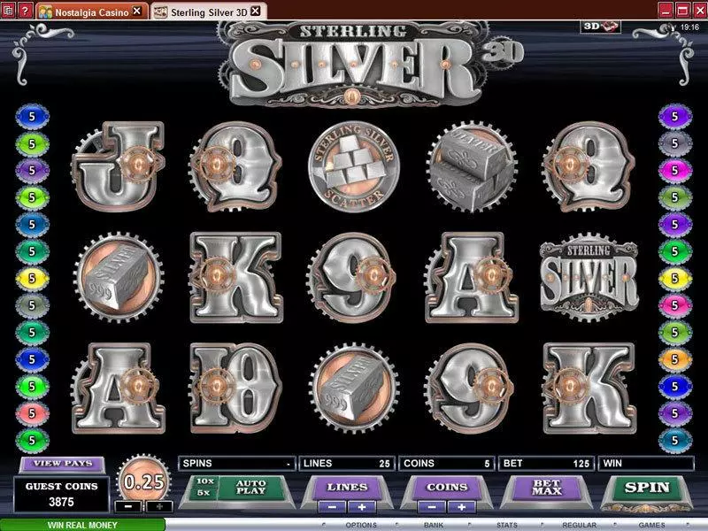 Sterling Silver 3D Slots made by Microgaming - Main Screen Reels