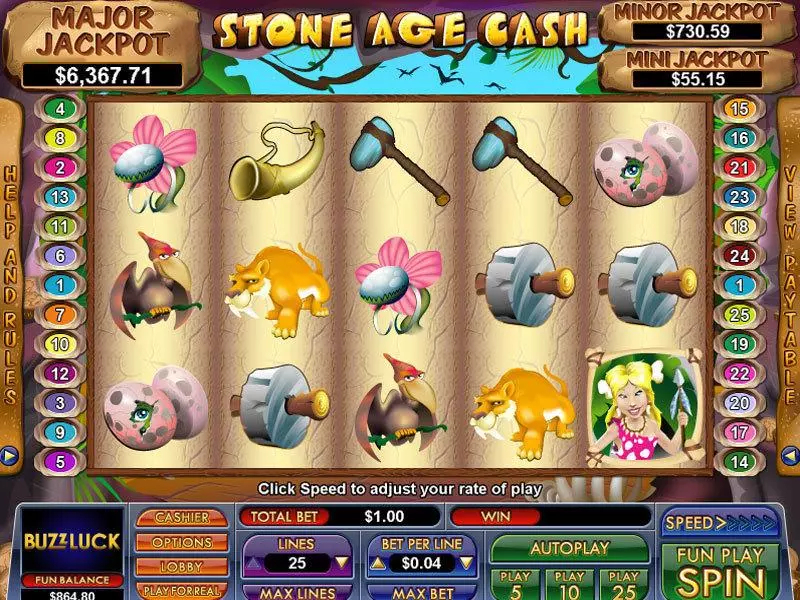 Stone Age Cash Slots made by NuWorks - Main Screen Reels