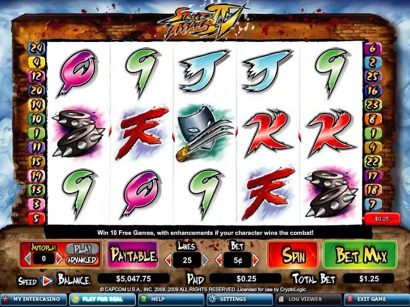 Street Fighter IV Slots made by CryptoLogic - Main Screen Reels
