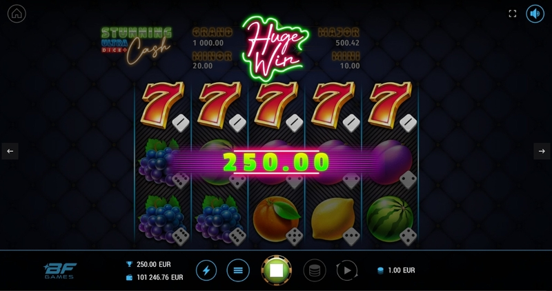 Stunning Cash Ultra Dice Slots made by BF Games - Winning Screenshot