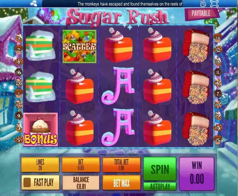 Sugar Rush Winter Slots made by Topgame - Main Screen Reels
