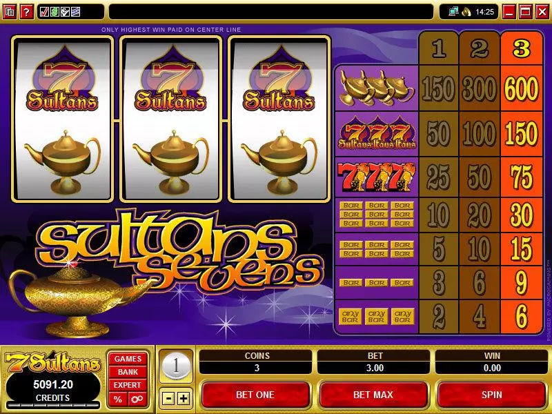 Sultan 7's Slots made by Microgaming - Main Screen Reels