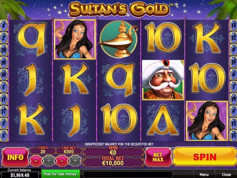 Sultan's Gold Slots made by PlayTech - Main Screen Reels
