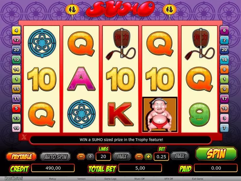 Sumo Slots made by bwin.party - Main Screen Reels