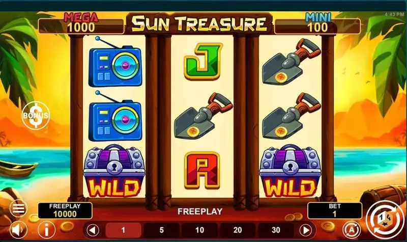 Sun Treasure Slots made by 1Spin4Win - Main Screen Reels