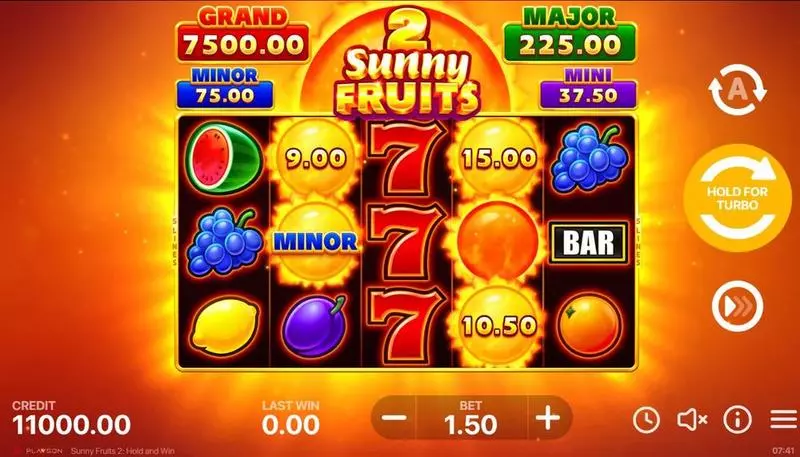 Sunny Fruits 2: Hold and Win Slots made by Playson - Main Screen Reels