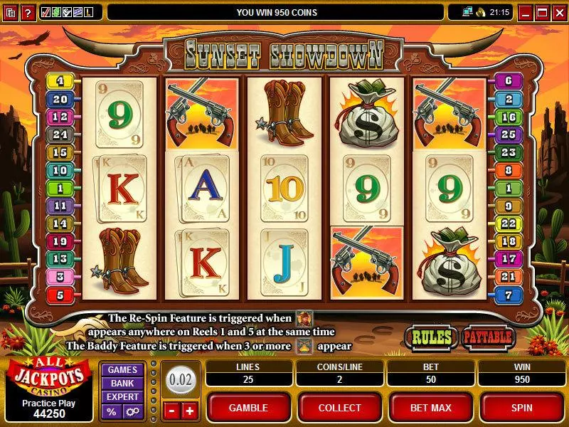 Sunset Showdown Slots made by Microgaming - Main Screen Reels