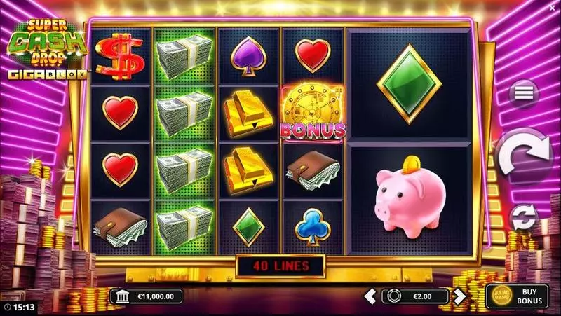 Super Cash Drop Gigablox Slots made by Bang Bang Games - Main Screen Reels