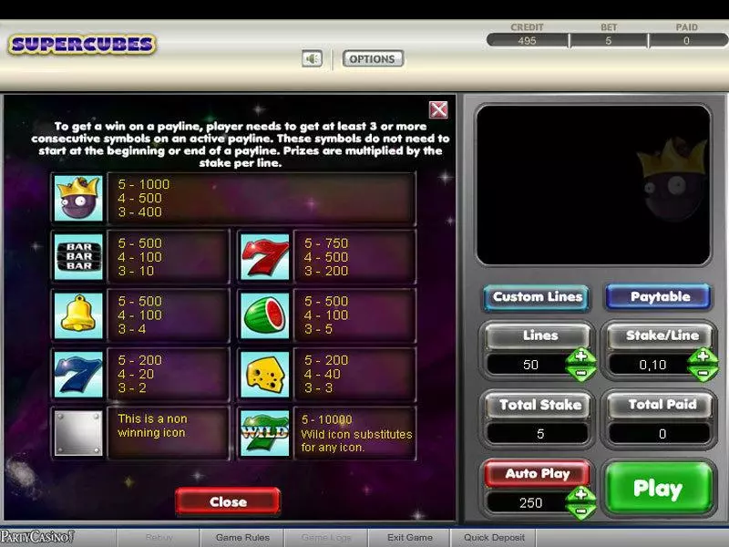 Super Cubes Slots made by bwin.party - Info and Rules